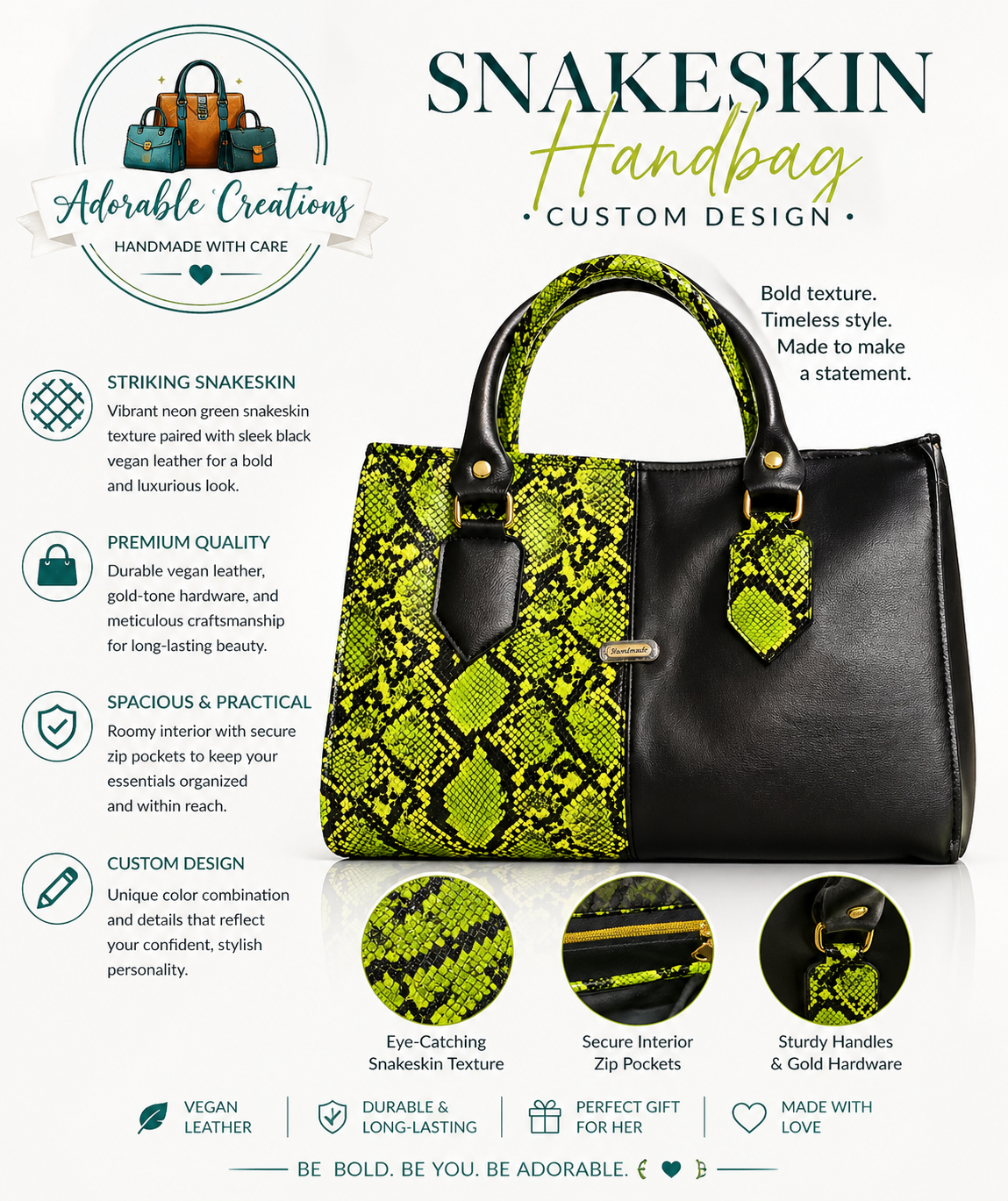 Snake skin handbag