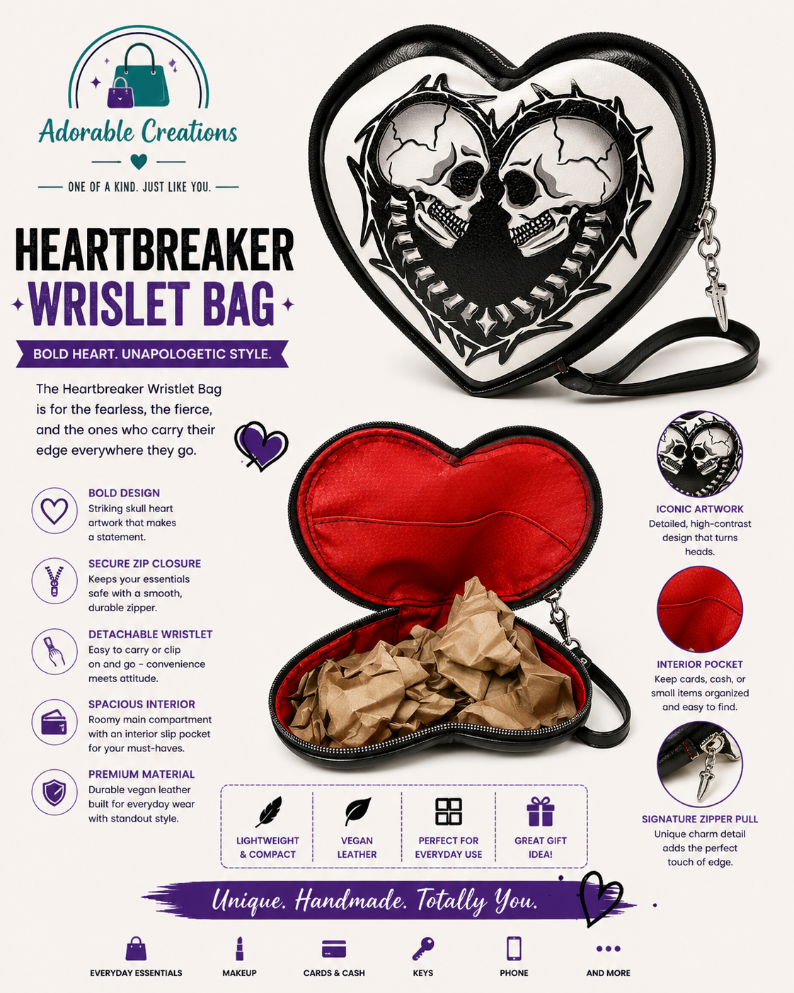 Heart shaped wristlet