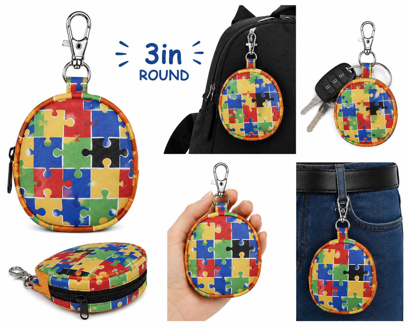 Bitty autism awareness backpack keychain