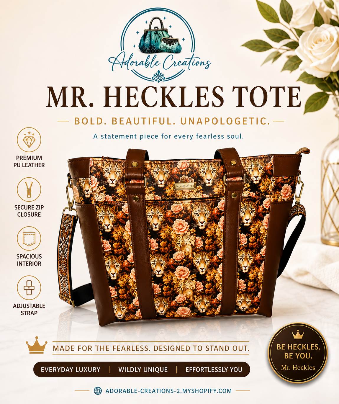 Mr Heckles leopard tote