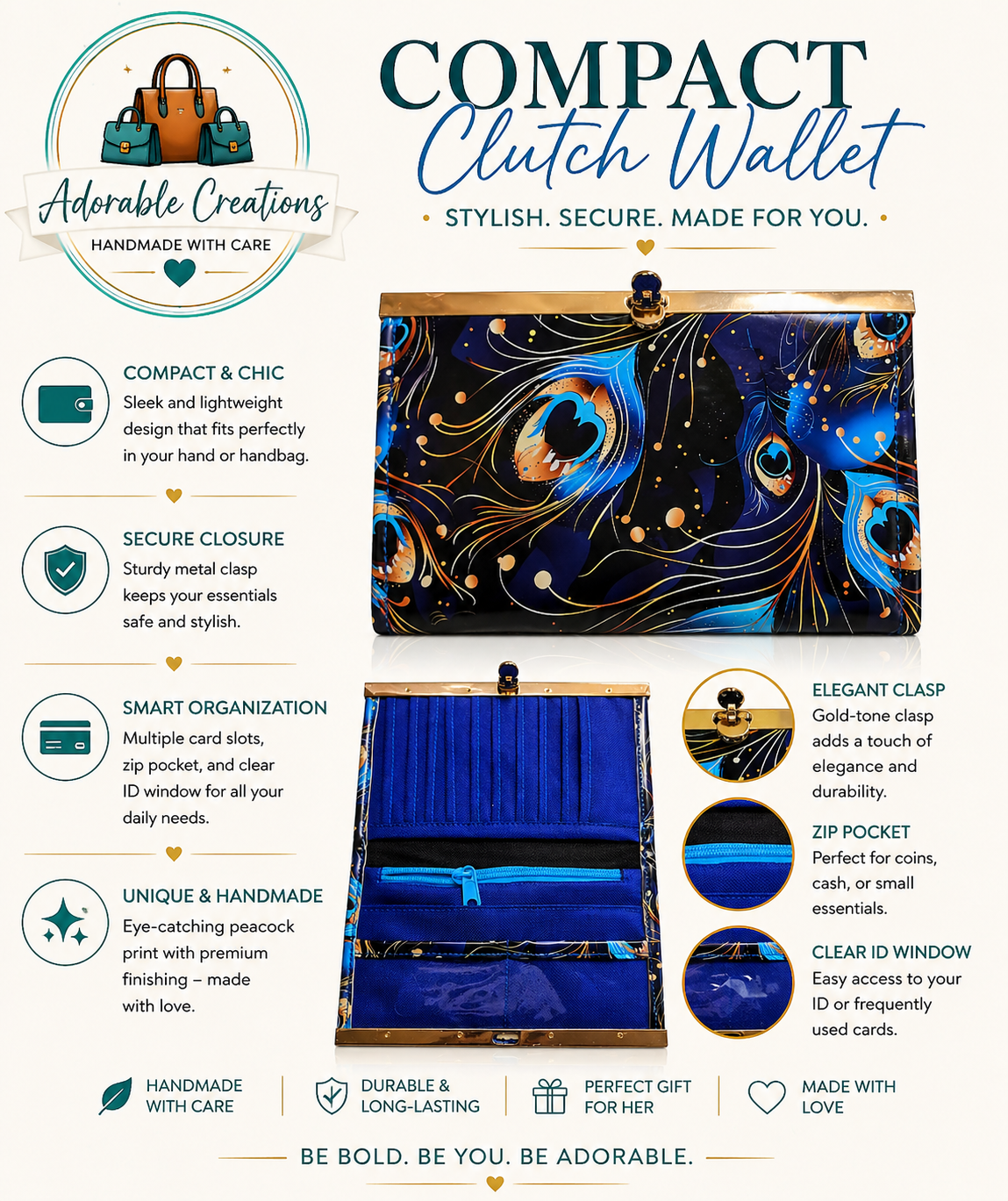 Compact clutch wallet