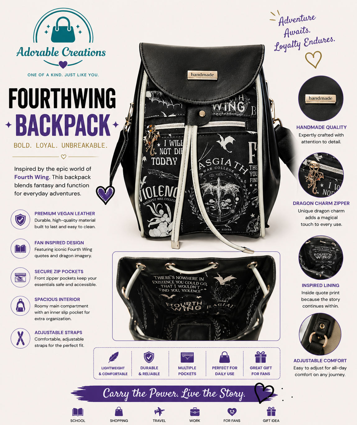 Book themed bucket bag