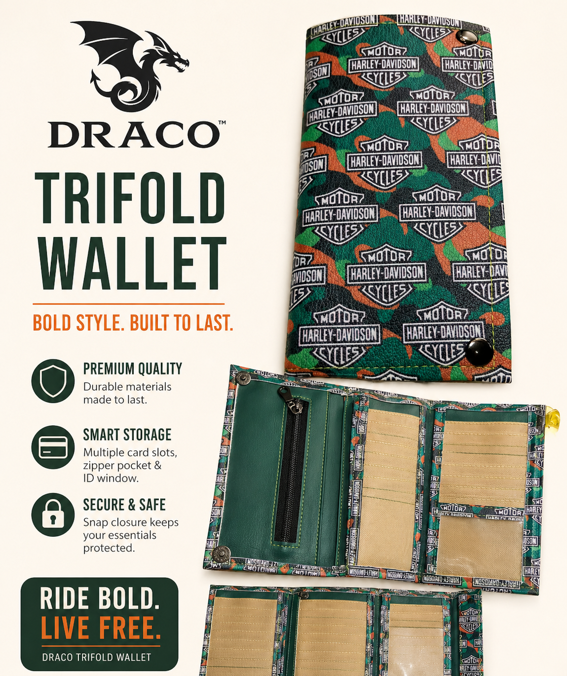 Draco trifold wallet