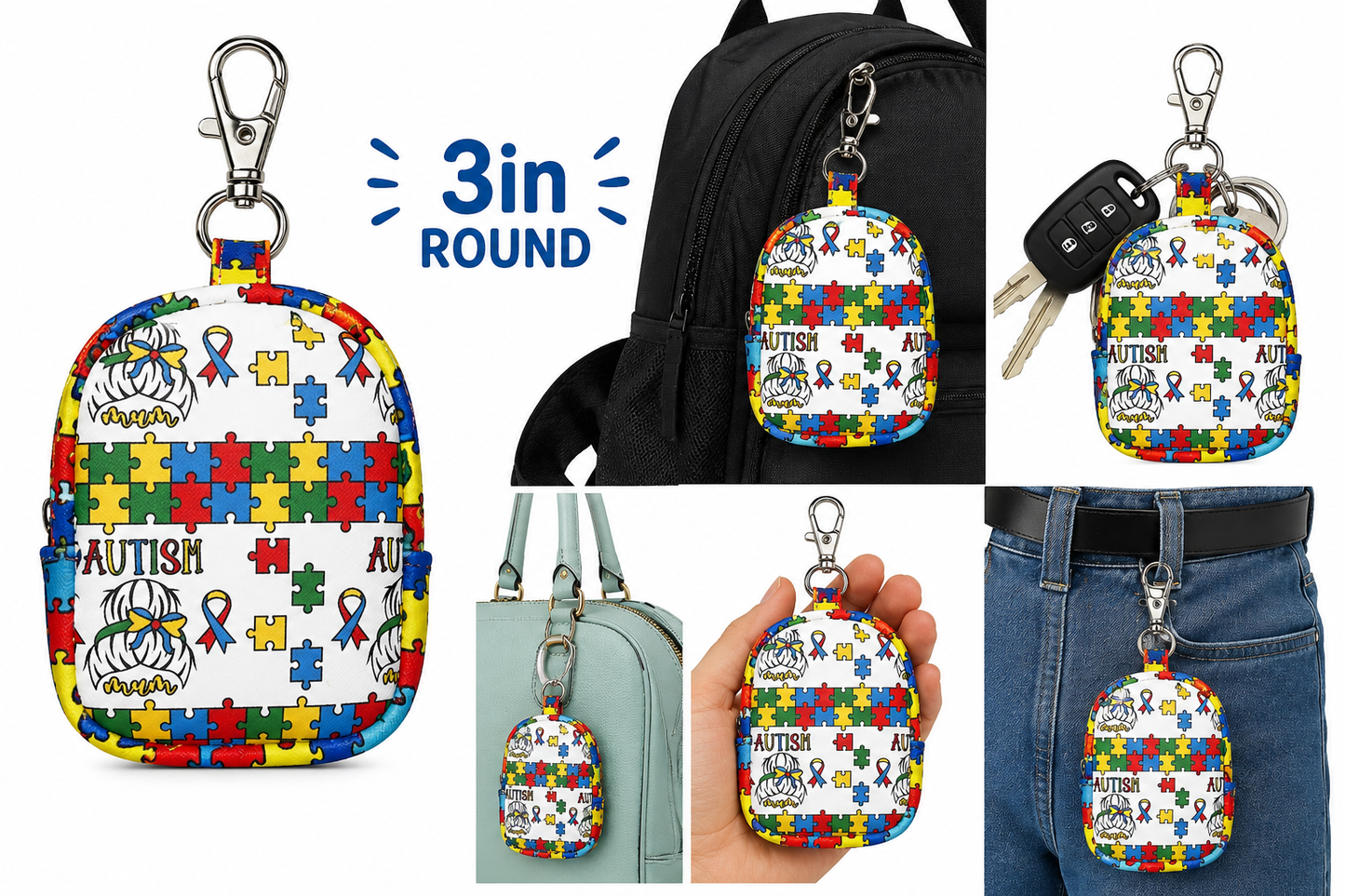 Bitty autism awareness keychain backpack