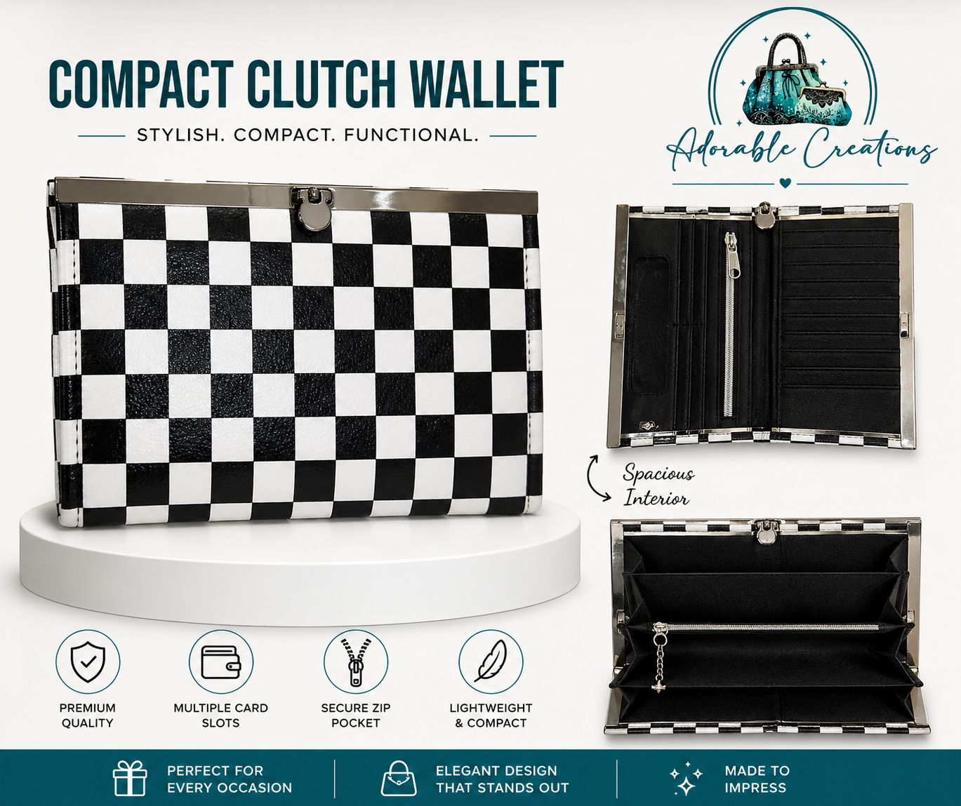 Compact clutch wallet