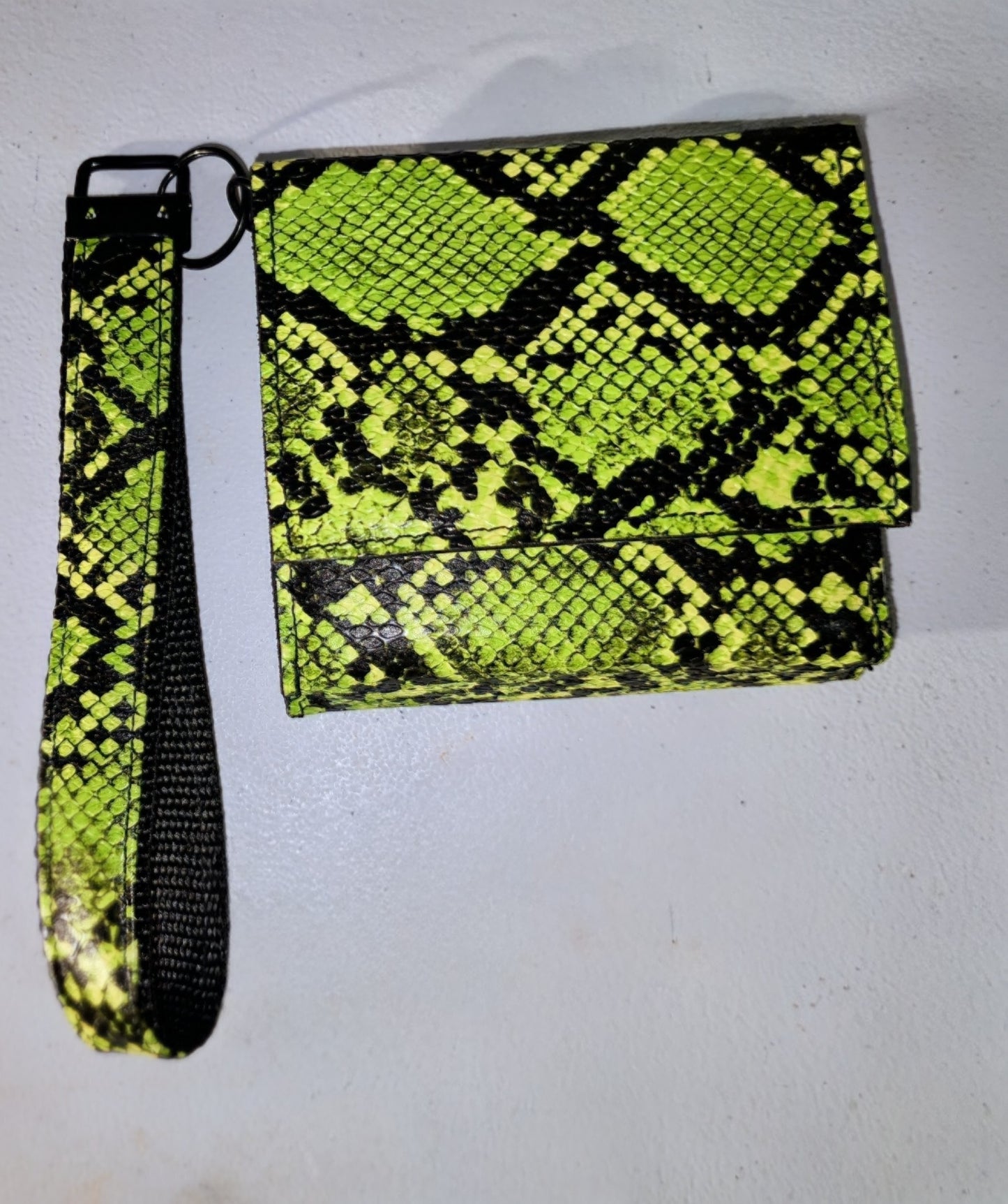 Snakeskin mini wallet.