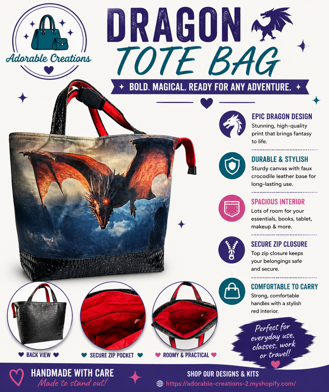 Luxury Dragon Tote Bag