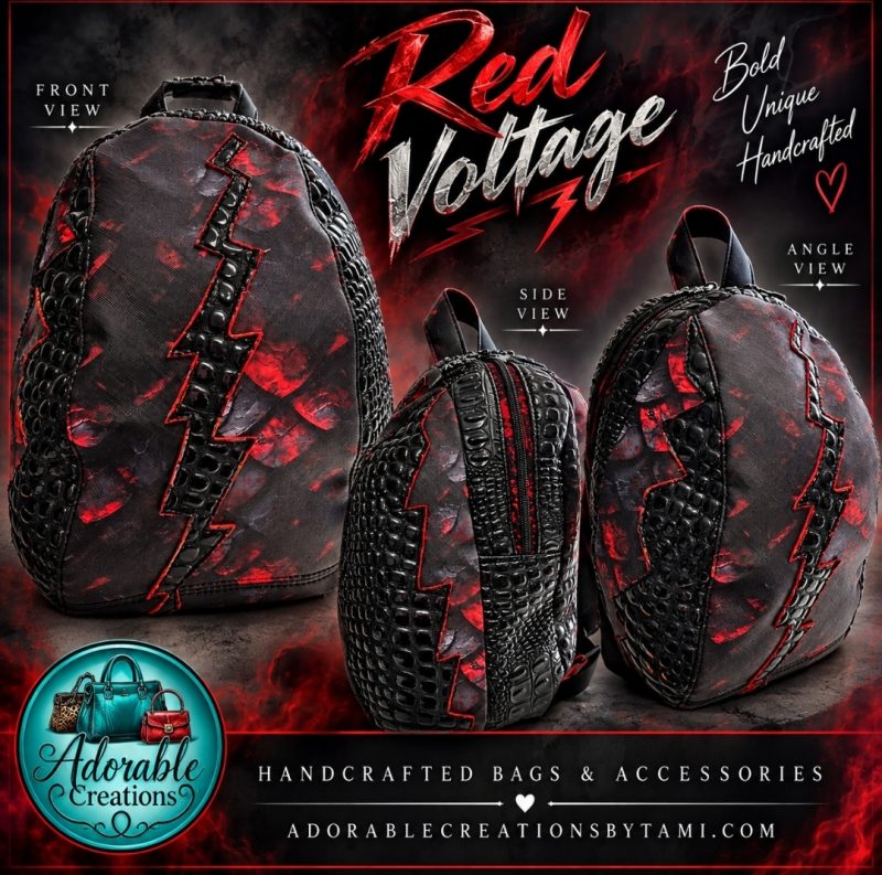 Handmade red and black Dragon Egg Backpack with cracked egg design