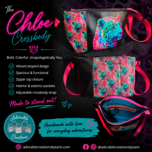 Chloe Handmade Crossbody Bag – Neon Leopard