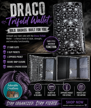 Draco trifold wallet skulls