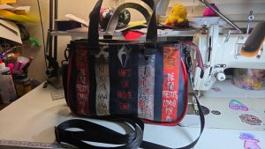 Halloween Themed HandbagHorror-Themed Handmade Handbag – Black & Red