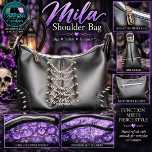 Mila Gothic Shoulder Bag – Handmade Black Chain Bag