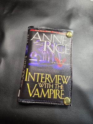 Handmade Mini Draco Interview with the Vampire DVD cover bifold wallet featuring black and purple gothic artwork, gold lettering and gold-tone snaps.